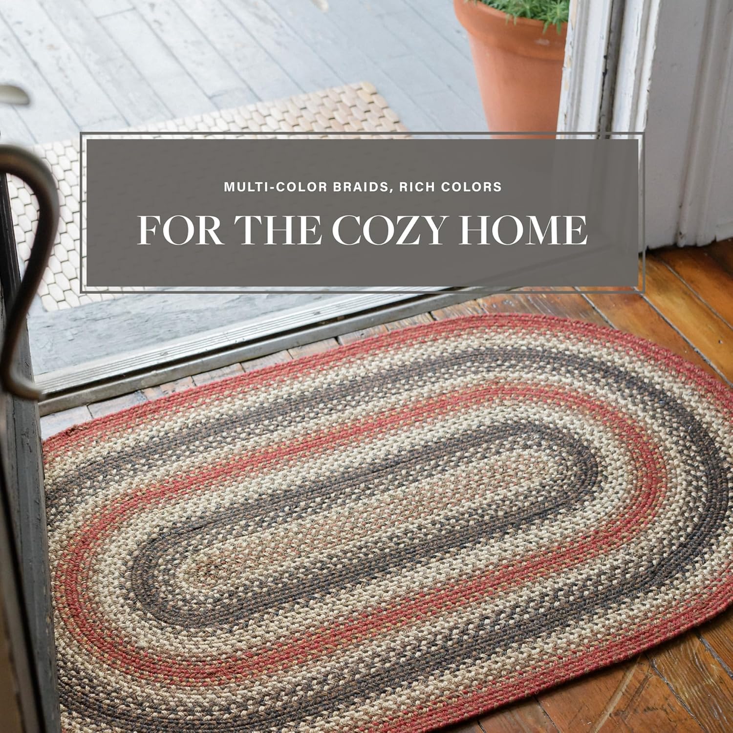 Homespice Chester Red Braided Oval Rug 27x45 H140076
