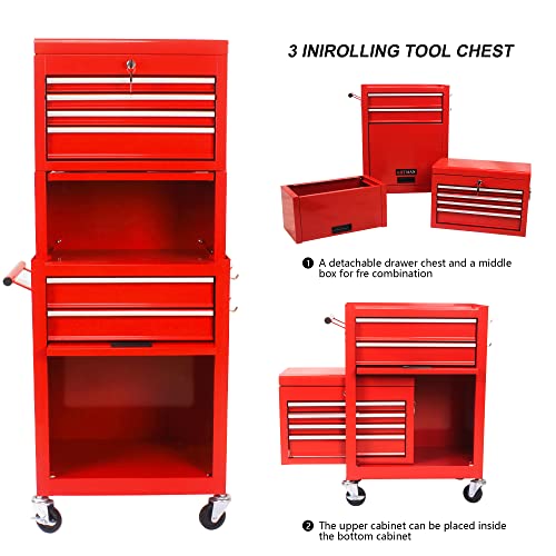 5-Drawer Rolling Tool Cart with Wheels, Black V51953
