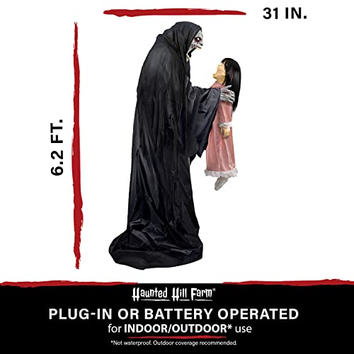 Haunted Hill Farm Soul Sucker Demon Reaper with Child by Tekky, Motion-Activated Halloween Animatronic Q202293
