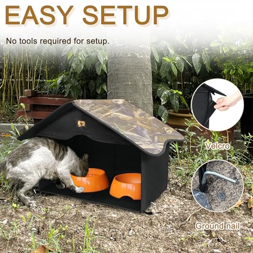 Outdoor Cat House Waterproof Pet Shelter for Feral Cats X13636