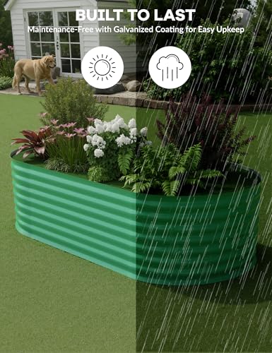 4x2x2Ft Oval Galvanized Steel Raised Garden Bed - Outdoor Metal Planter Box for Vegetables, Flowers, Herbs L43315