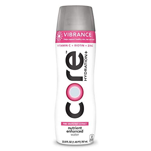CORE Hydration+ Vibrance Pink Grapefruit Nutrient Enhanced Water, Vitamin C, Biotin & Zinc, 23.9 Fl Oz (Pack of 12) O94882