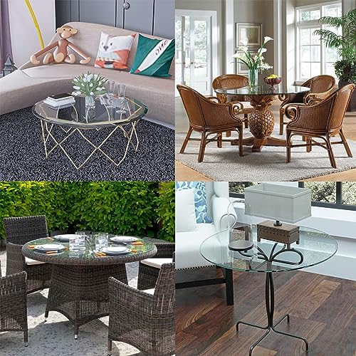 SAGIDAR Round Tempered Glass Table Top, Clear, 16-36 Inch I773034