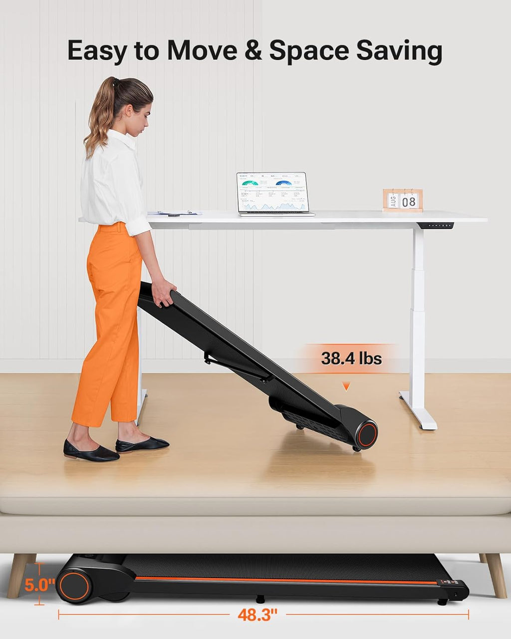 UREVO Under Desk Treadmill 2.25HP Walking Pad for Home Office E9061