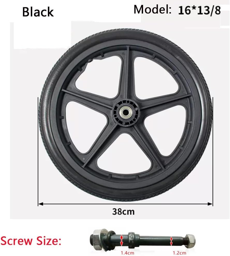 16Inch Wheelchair Replacement Rear Wheels with 12mm Bearings, Non-Slip, 1 Pair L51596