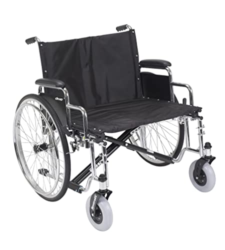 Drive Medical Sentra EC Heavy Duty Extra Wide Wheelchair with Various Arm Styles Arms, Black, 30