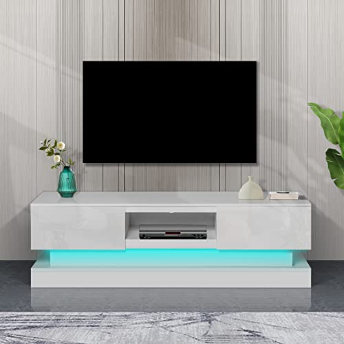 LED TV Stand for 32-55 Inch TV with Storage Drawers and RGB LED Backlight E402158