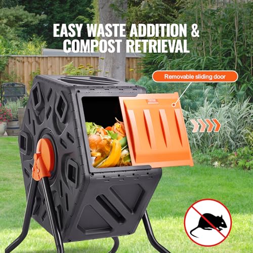 VEVOR Compost Bin 18.5 Gal Composting Tumbler with Steel Frame U1340