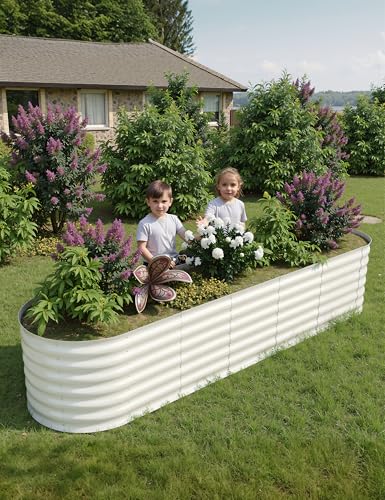 4x2x2Ft Oval Galvanized Steel Raised Garden Bed - Outdoor Metal Planter Box for Vegetables, Flowers, Herbs L43315