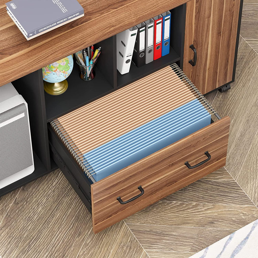Tribesigns Executive L Shaped Desk with Drawer and File Cabinet, 70 inch Office Desk Set Q7691