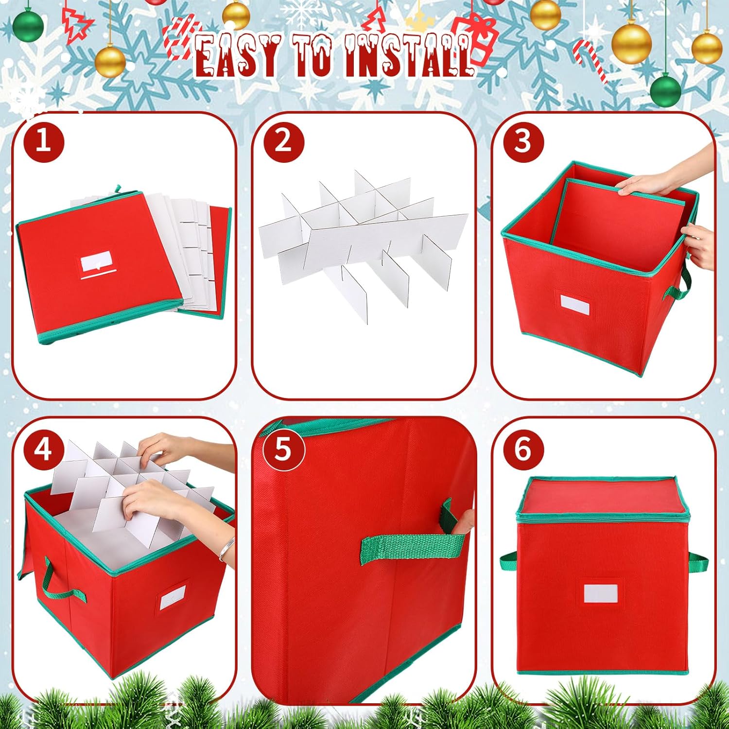 Christmas Ornament Storage Box 16 Trays for 256 Ornaments with Adjustable Dividers N650