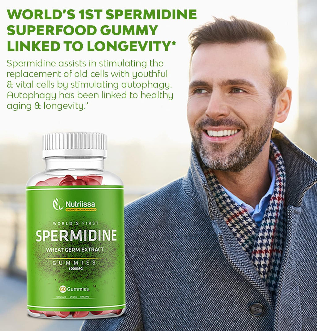 Organic Wheat Germ Extract Spermidine Gummies with Thiamine and Zinc - 1000mg, 60ct D980105