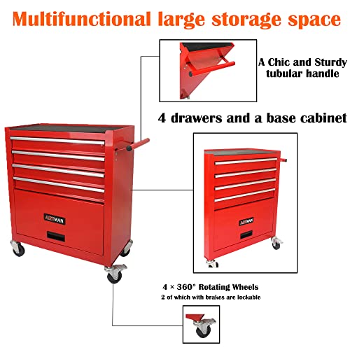 5-Drawer Rolling Tool Cart with Wheels, Black V51953