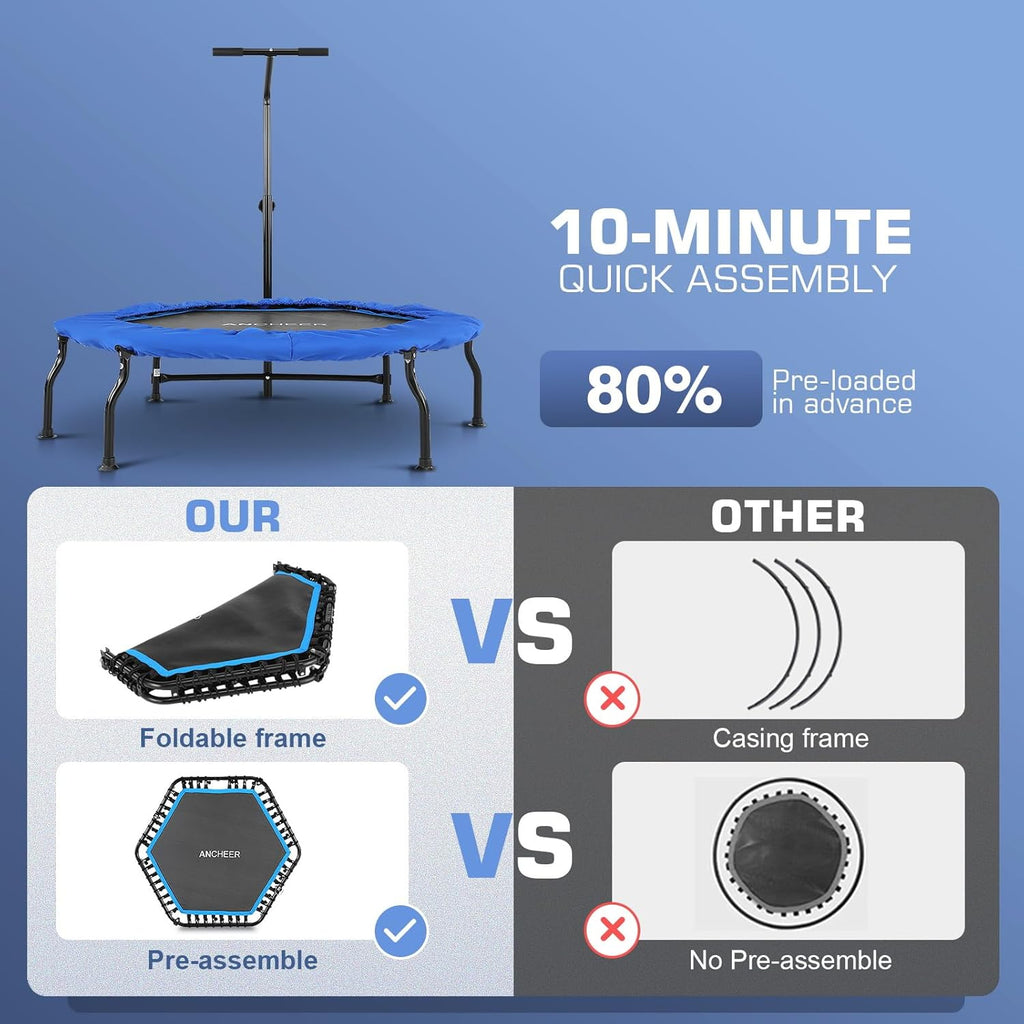 ANCHEER Foldable Mini Trampoline with Bungees and Foam Handle Y98839