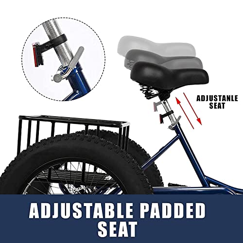 Adult Tricycle 7 Speed 20 Inch 3 Wheel Bike with Shopping Basket Q9086