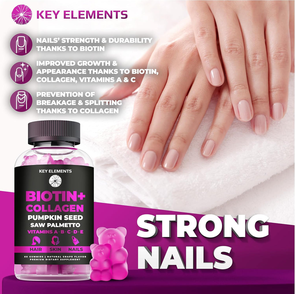 Hair Skin and Nails Biotin & Collagen Gummies with Vitamins A B6 C D E S803622