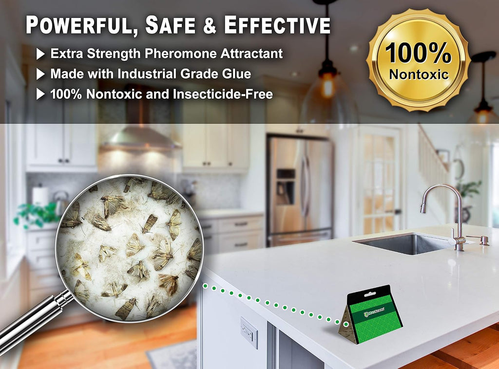 Pantry Moth Traps (24 Pack) with Extra Strength Pheromones, Non-Toxic Sticky Glue Trap K62832