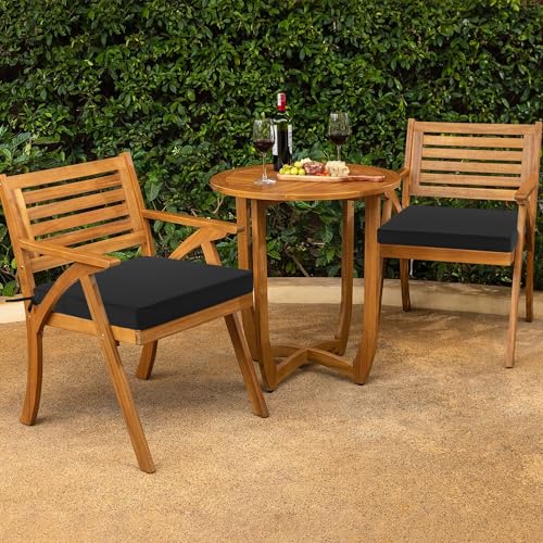 Outdoor Chair Cushions Set of 4, Waterproof Patio Seat Cushions with Ties, Black A5741