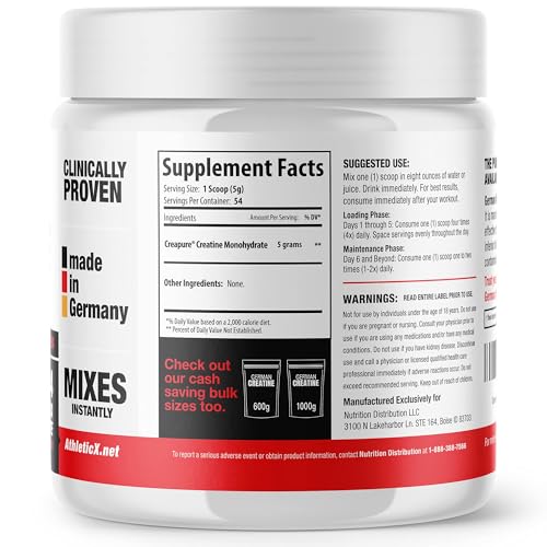 Pure Creapure Micronized Creatine Monohydrate Powder, 99.99% Purity, 270g I3650