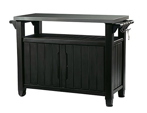 Keter Outdoor Rolling Table Cart with Wheels, Dark Brown V22486