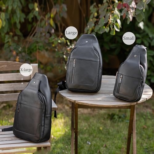 Polare Cowhide Leather Waterproof Sling Crossbody Bag for Men J51434