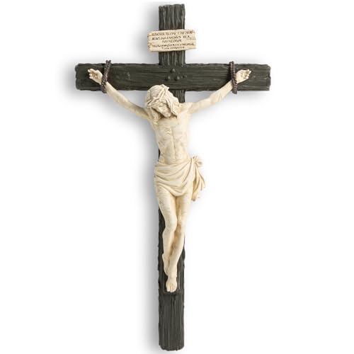 DevotedWalls 14" Hand Painted Catholic Crucifix for Wall V21624