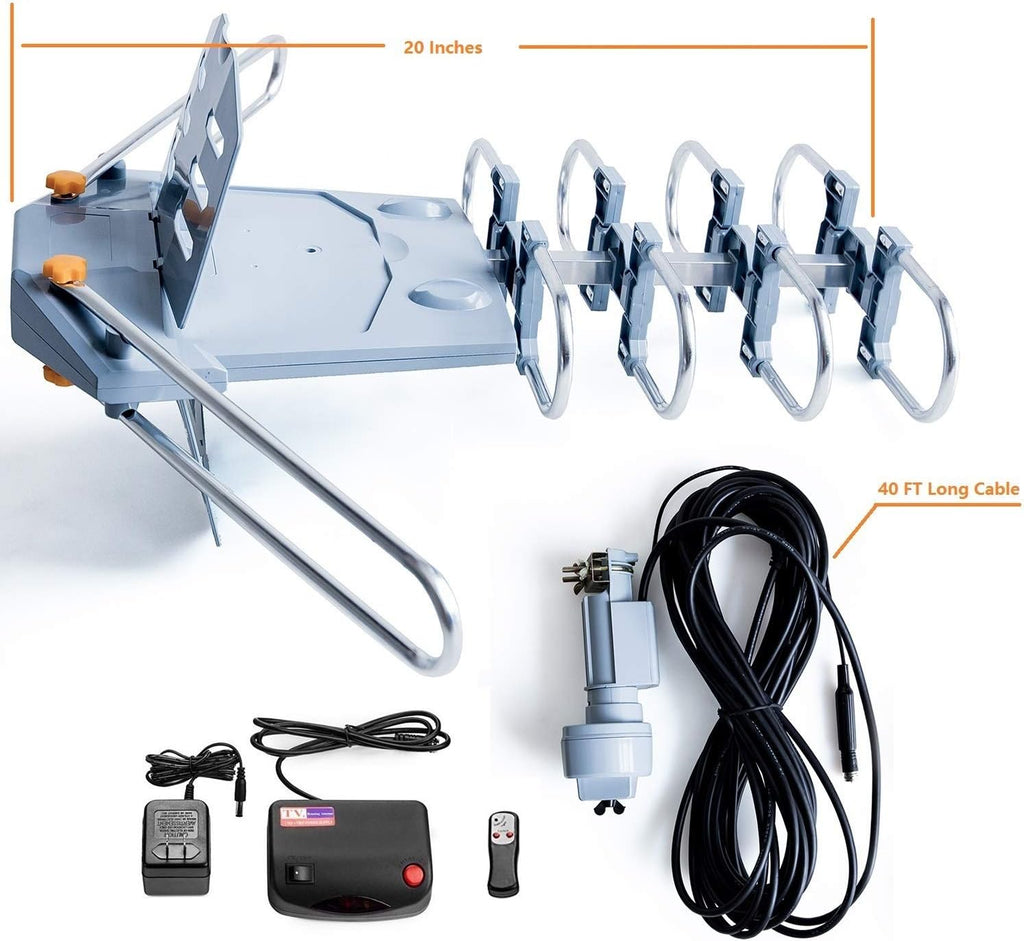 Amplified Outdoor HDTV Antenna 150 Miles, 360° Rotation, Supports 2 TVs Q693
