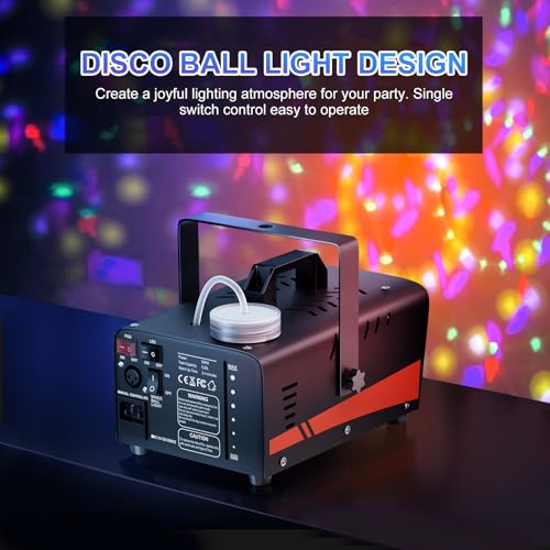 1200W Fog Machine with Disco Ball Lights, 6000CFM, Wireless Remote J511503