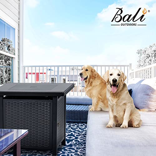 BALI OUTDOORS 50000 BTU Propane Fire Pit Table with Lid, 28 inch, Black Y709007