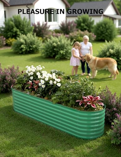 4x2x2Ft Oval Galvanized Steel Raised Garden Bed - Outdoor Metal Planter Box for Vegetables, Flowers, Herbs L43315