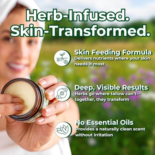 Organic Beef Tallow Balm for Skin with Jojoba Oil and Cocoa Butter, Unscented, 2.5 fl oz W37304