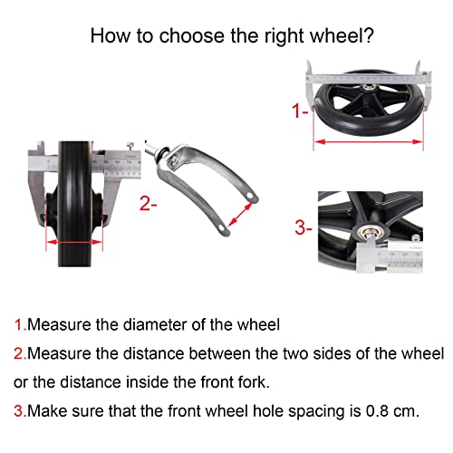 2 Pcs Front Castor Wheel 7 Inch 8 Inch Wheelchair Wheels Solid Rubber with Bearing X955