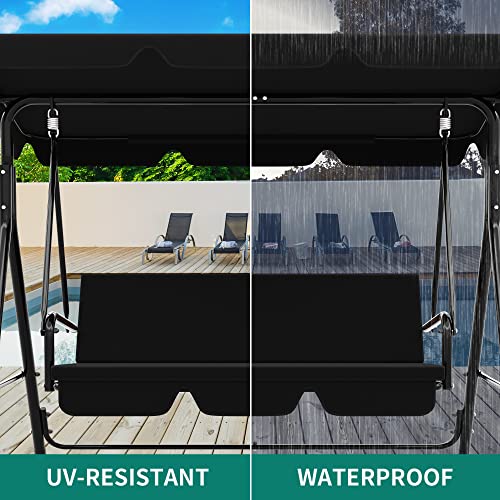 YITAHOME Outdoor Patio Swing Chair 3 Person with Adjustable Canopy, Black P266