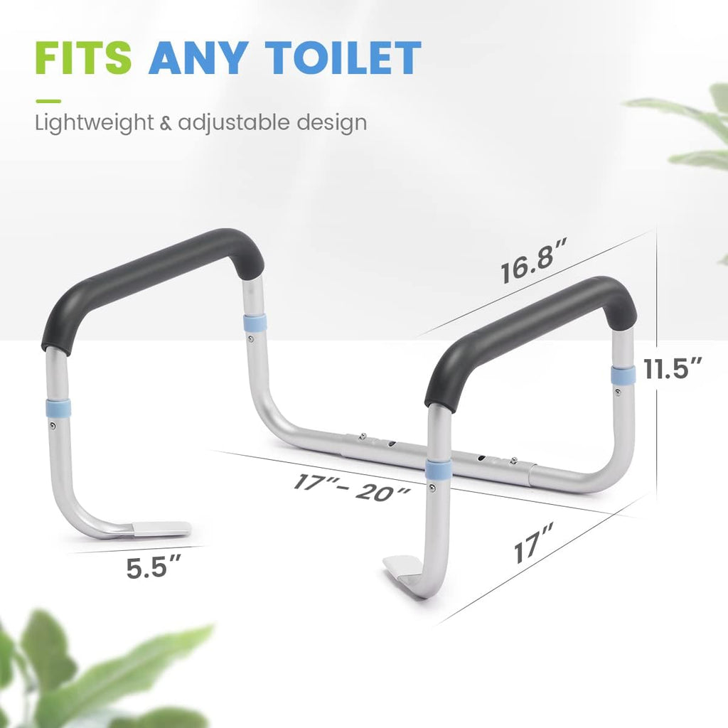 OasisSpace Medical Toilet Safety Rail - Adjustable Compact Support Frame with Hand Rails V931