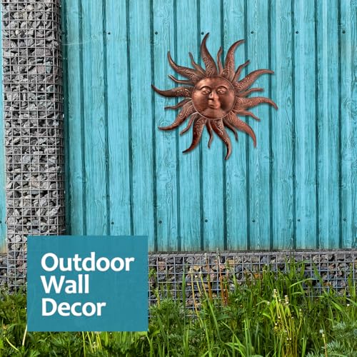 EOORAU Metal Sun Wall Art Decor 23.6inch Gold Sun Face Garden Sculpture O988824