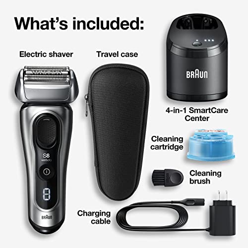 Braun Series 8 8457cc Electric Foil Shaver for Men with Precision Beard Trimmer, Galvano Silver C650125