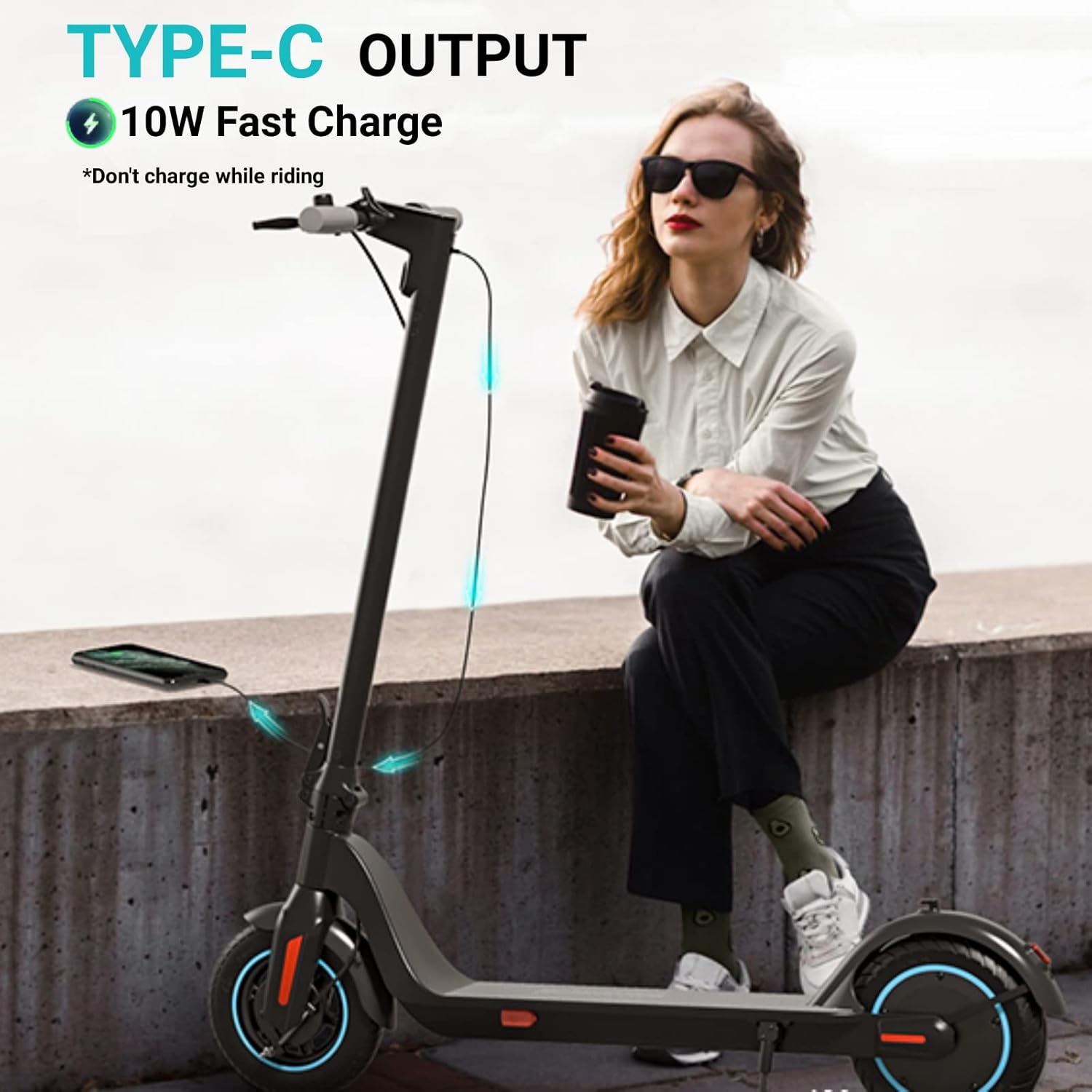 SmooSat SA3 Prime Electric Scooter for Adults, 10" Airless Tire, 28 Miles Range, Gray V20162