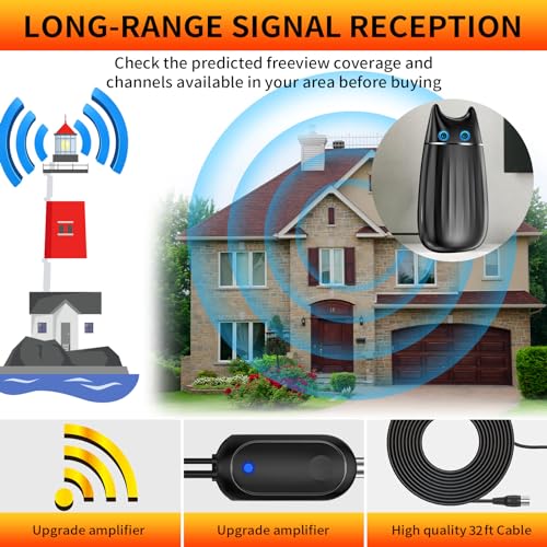 Digital TV Antenna, 1000 Miles Range Indoor with Amplifier, 8K 4K 1080P, 36ft Cable J1390