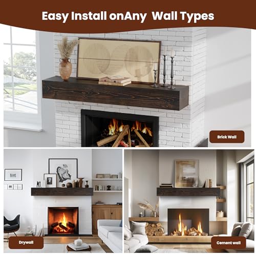 Floating Fireplace Mantel Shelf Wall-Mounted Oak 60" G17549