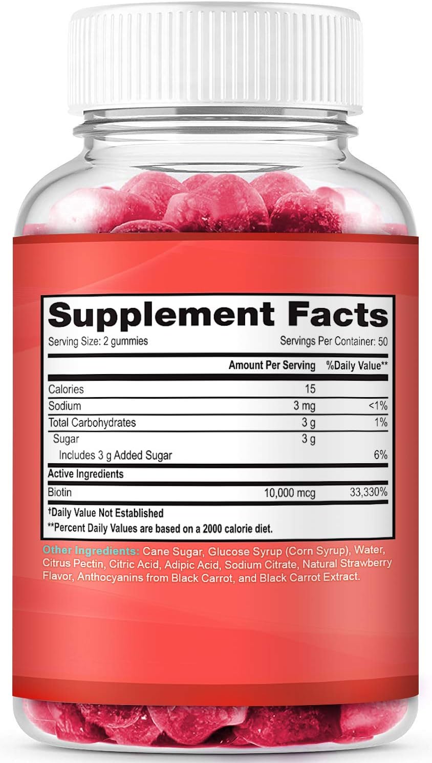 Biotin Gummies for Hair Growth 10000mcg, Vegan Chewable Supplement for Women Men and Kids, 100 Count C851