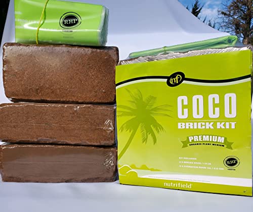 Coco Coir Bricks 5.5 Lbs Organic Coconut Coir Fiber 3 RHP Quality Compressed Coco Coir Soil Peat Blocks Indoor Outdoor Plant Flower Vegetable Garden Micro Greens Mushroom 3 Coco Coir Bags Included