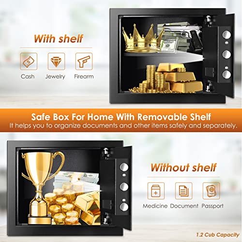Fireproof Waterproof Home Safe Box with Digital Lock and Removable Shelf T38568