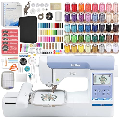 Brother PE900 5" x 7" Embroidery Machine with Embroidery Threads & Deluxe 250+ Accessory Kit