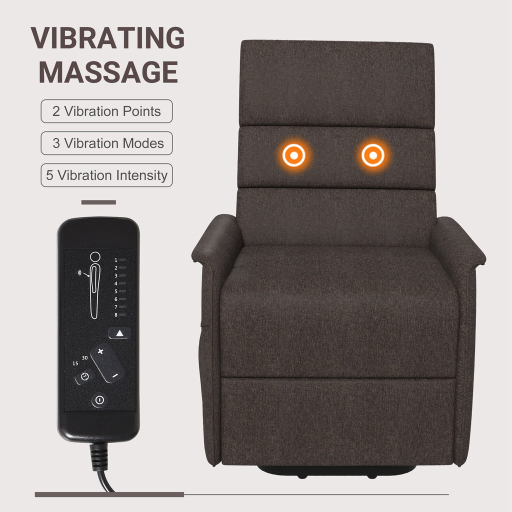 HOMCOM Power Lift Recliner Chair with Vibration Massage, Brown B317