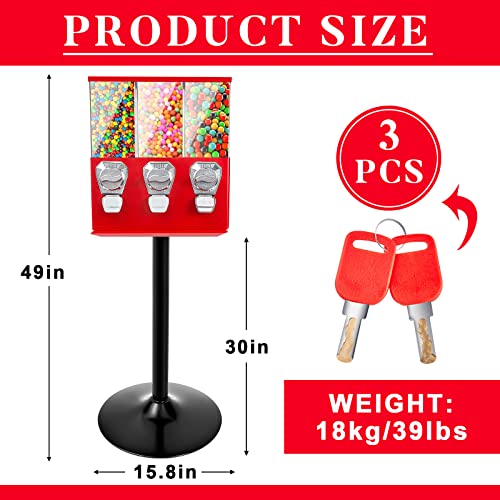 Treela Black Commercial Triple Head Candy Vending Machine with Stand G919968