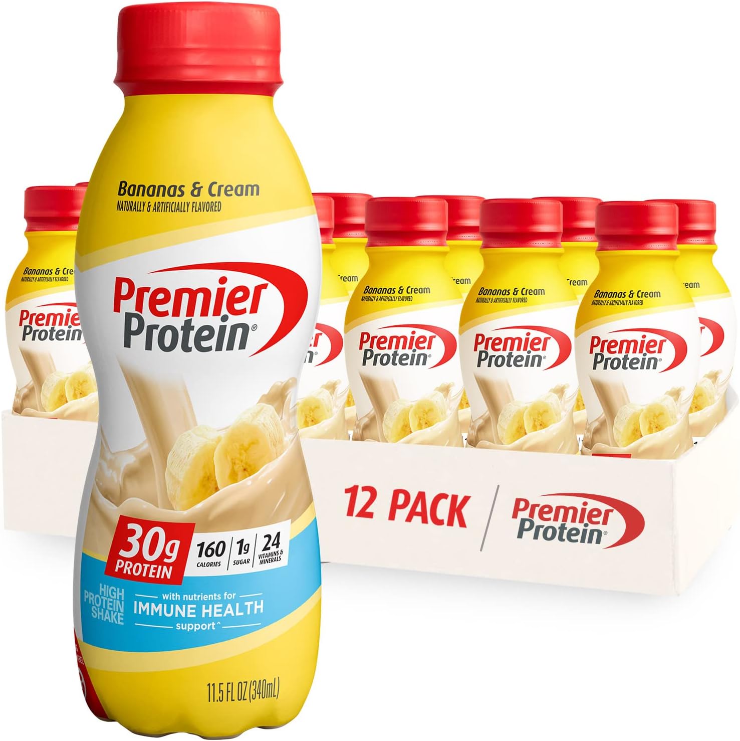 Premier Protein Shake Vanilla & Bananas & Cream, 30g Protein, 12 Pack O399
