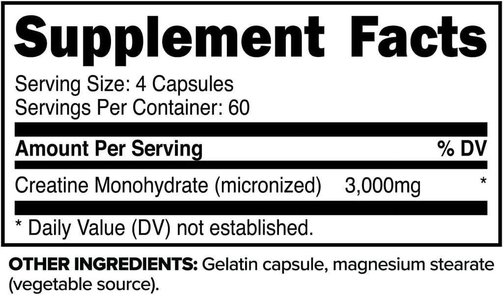 Primaforce Creatine Monohydrate Capsules, 240 Count, 3000mg per Serving Z8767