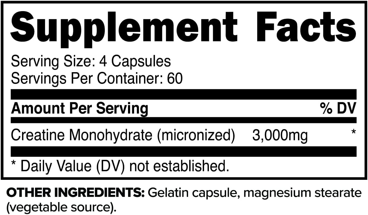 Primaforce Creatine Monohydrate Capsules, 240 Count, 3000mg per Serving Z8767