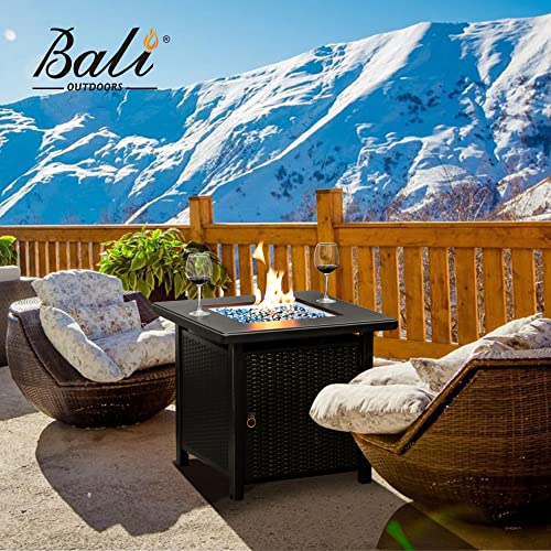 BALI OUTDOORS 50000 BTU Propane Fire Pit Table with Lid, 28 inch, Black Y709007
