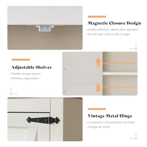 AMERLIFE 72" Tall Kitchen Pantry Storage Cabinet with Adjustable Shelves, White H71165